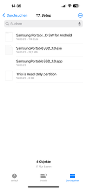 PSSD T7 met wachtwoordbeveiliging in de iOS bestandsbeheerder