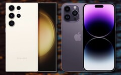 De Samsung Galaxy S23 Ultra begint bij US$100 meer dan de Apple iPhone 14 Pro Max. (Beeldbron: Samsung &amp;amp; Apple &amp;amp; Unsplash - bewerkt)
